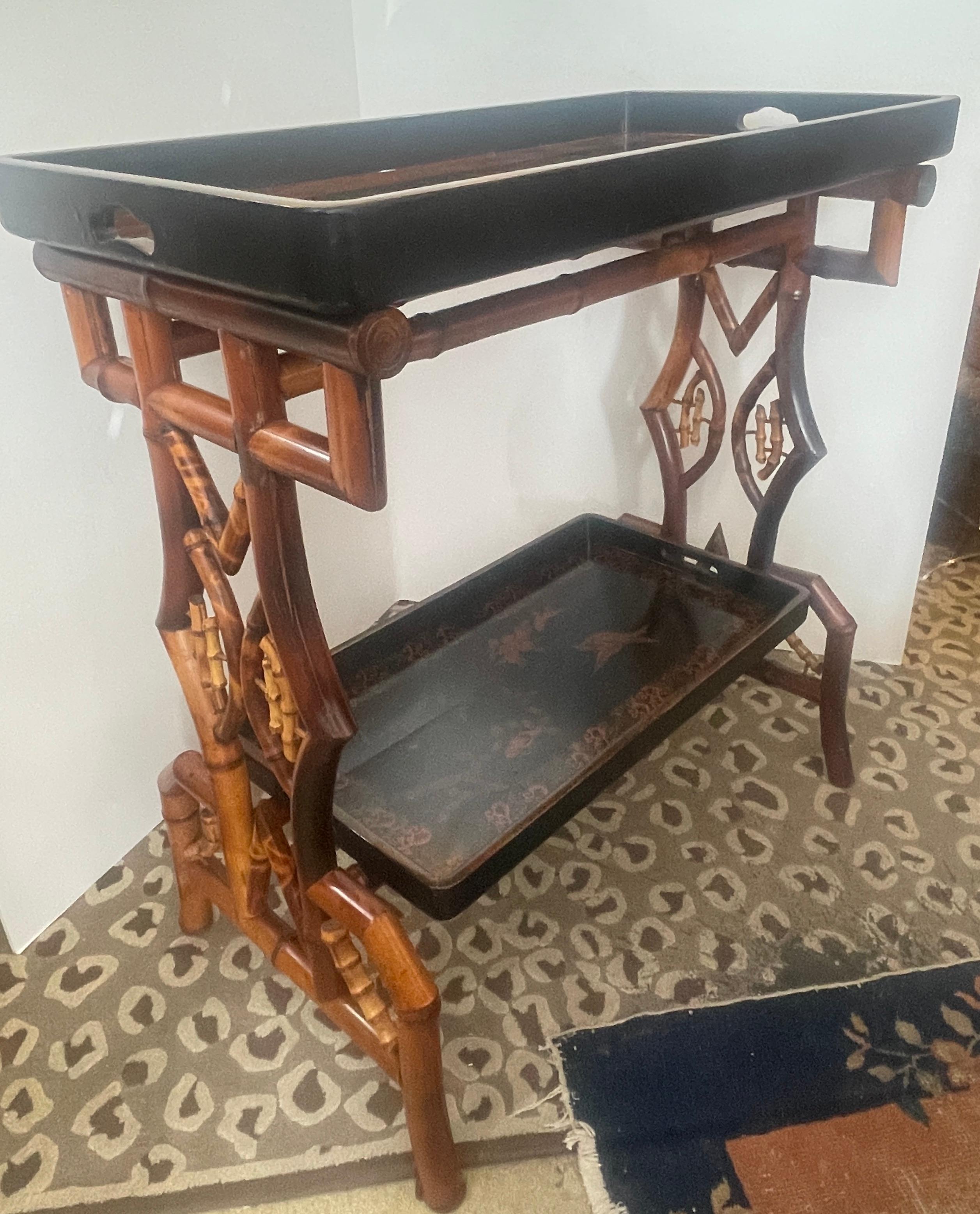 Mouvement esthétique Japonisme français  Table à double plateau en bambou, C.1870-1890 en vente