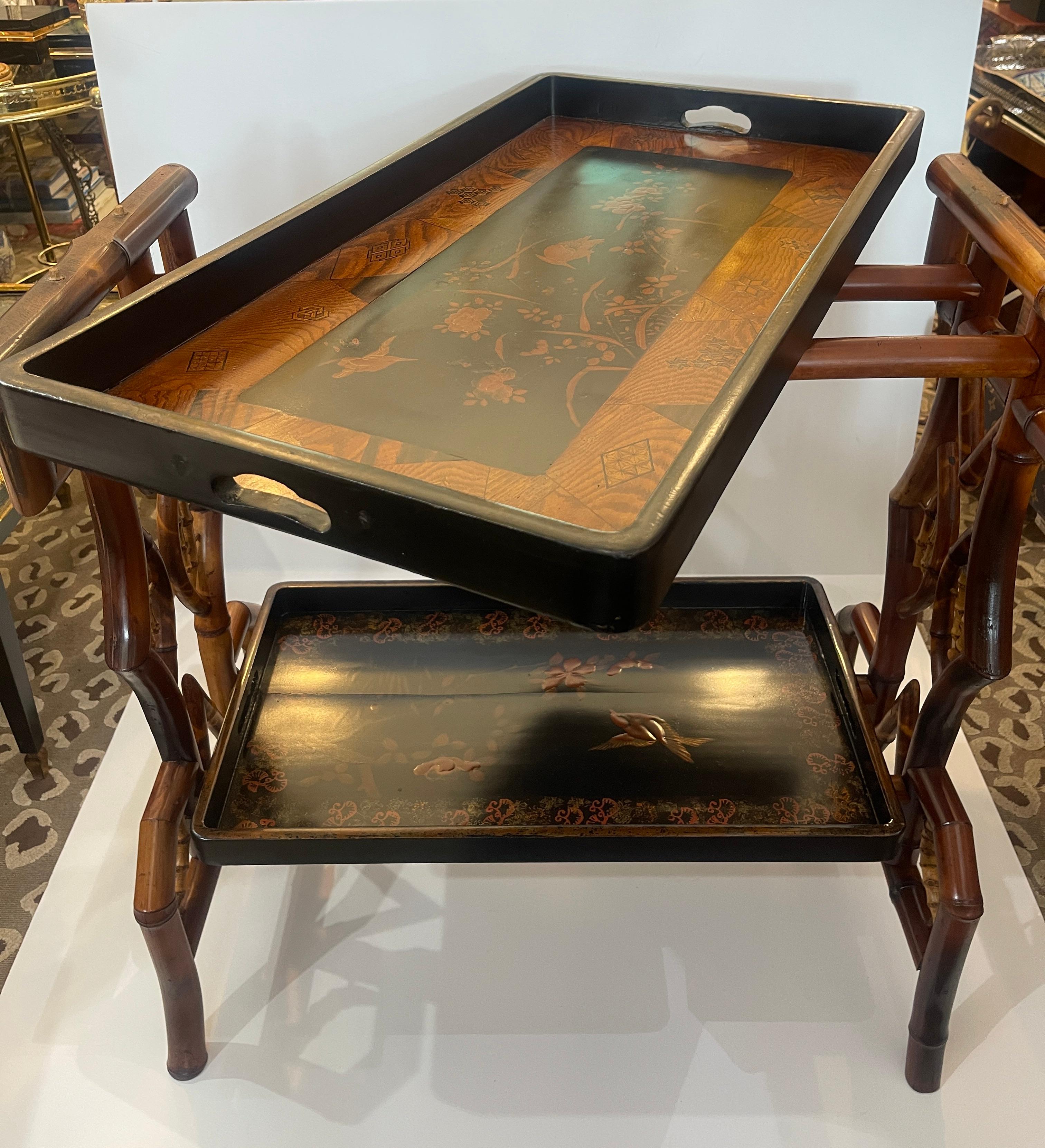 Fin du XIXe siècle Japonisme français  Table à double plateau en bambou, C.1870-1890 en vente