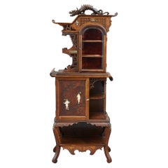 Antique French Japonisme Style Hardwood Display Cabinet
