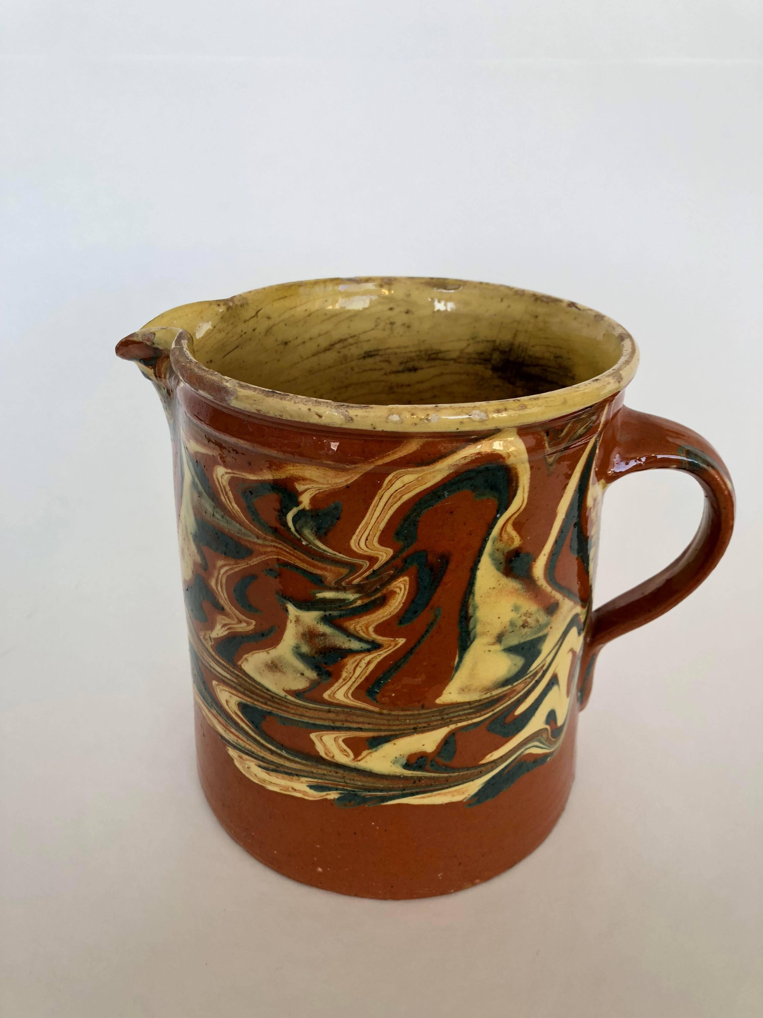 Clay French Jaspe Pitcher, 19th Century