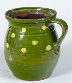 French Jaspé Ware Dotted Pitcher, Early 20th Century