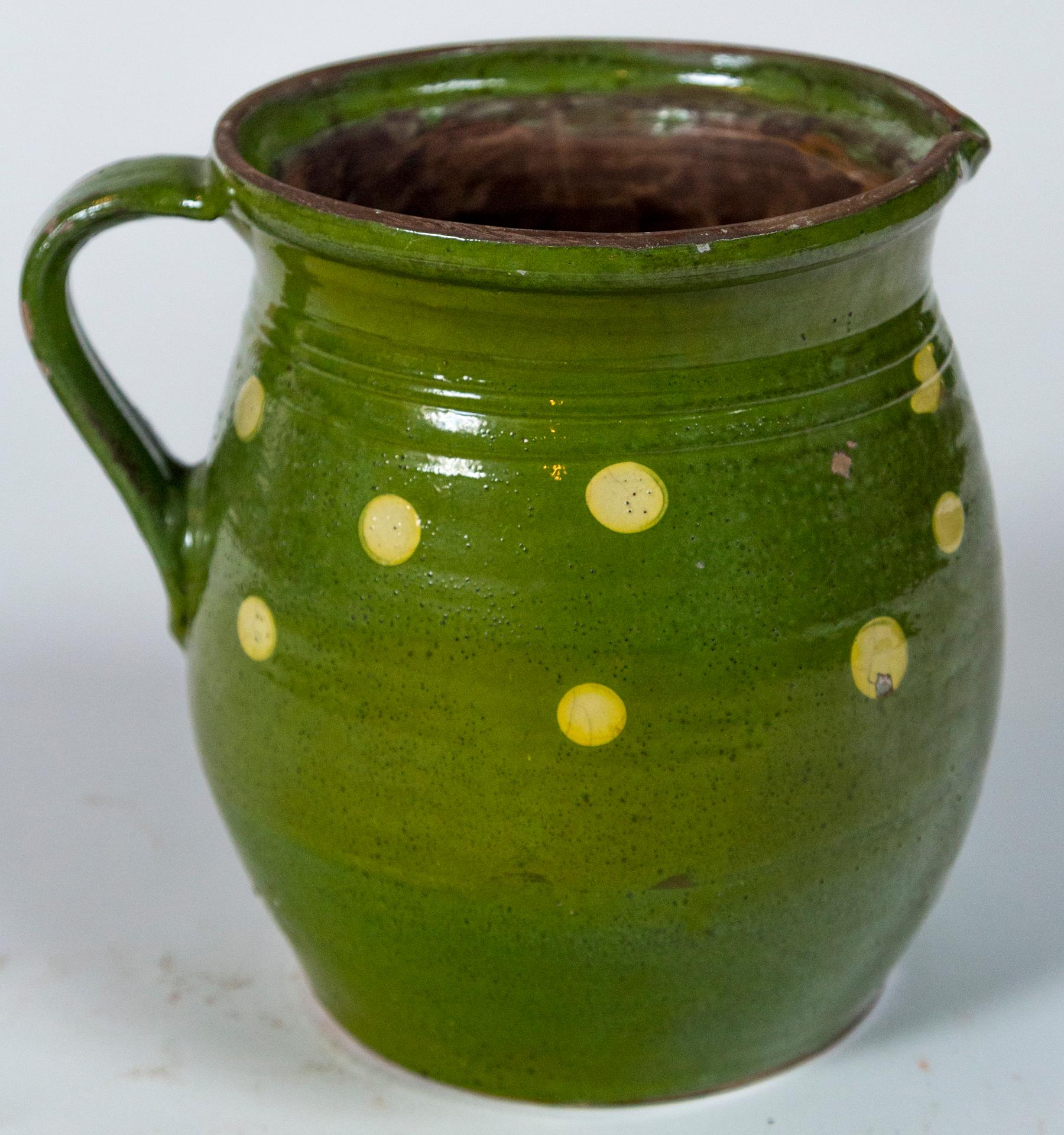 French Jaspé Ware Dotted Pitcher, Early 20th Century 2