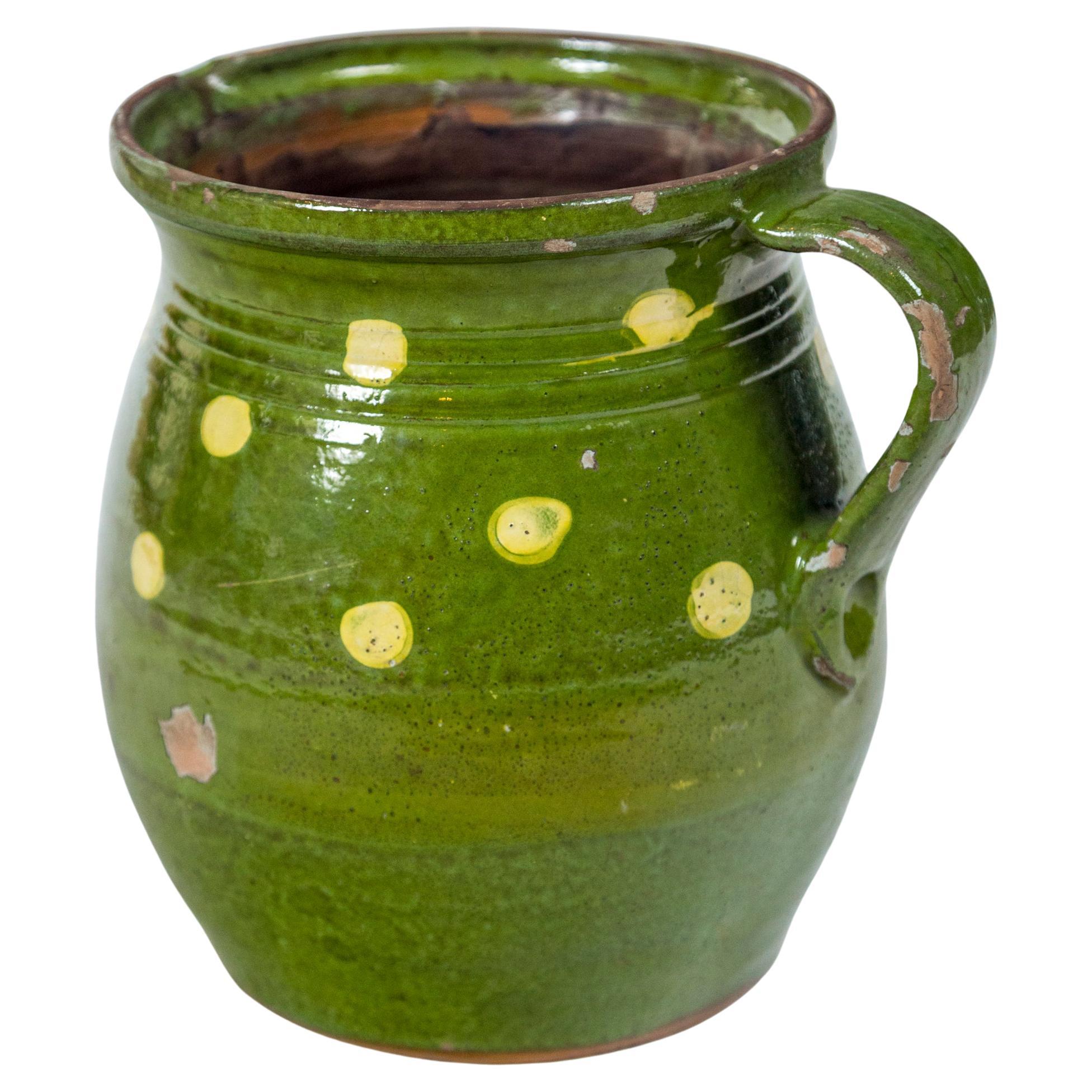 French Jaspé Ware Dotted Pitcher, Early 20th Century