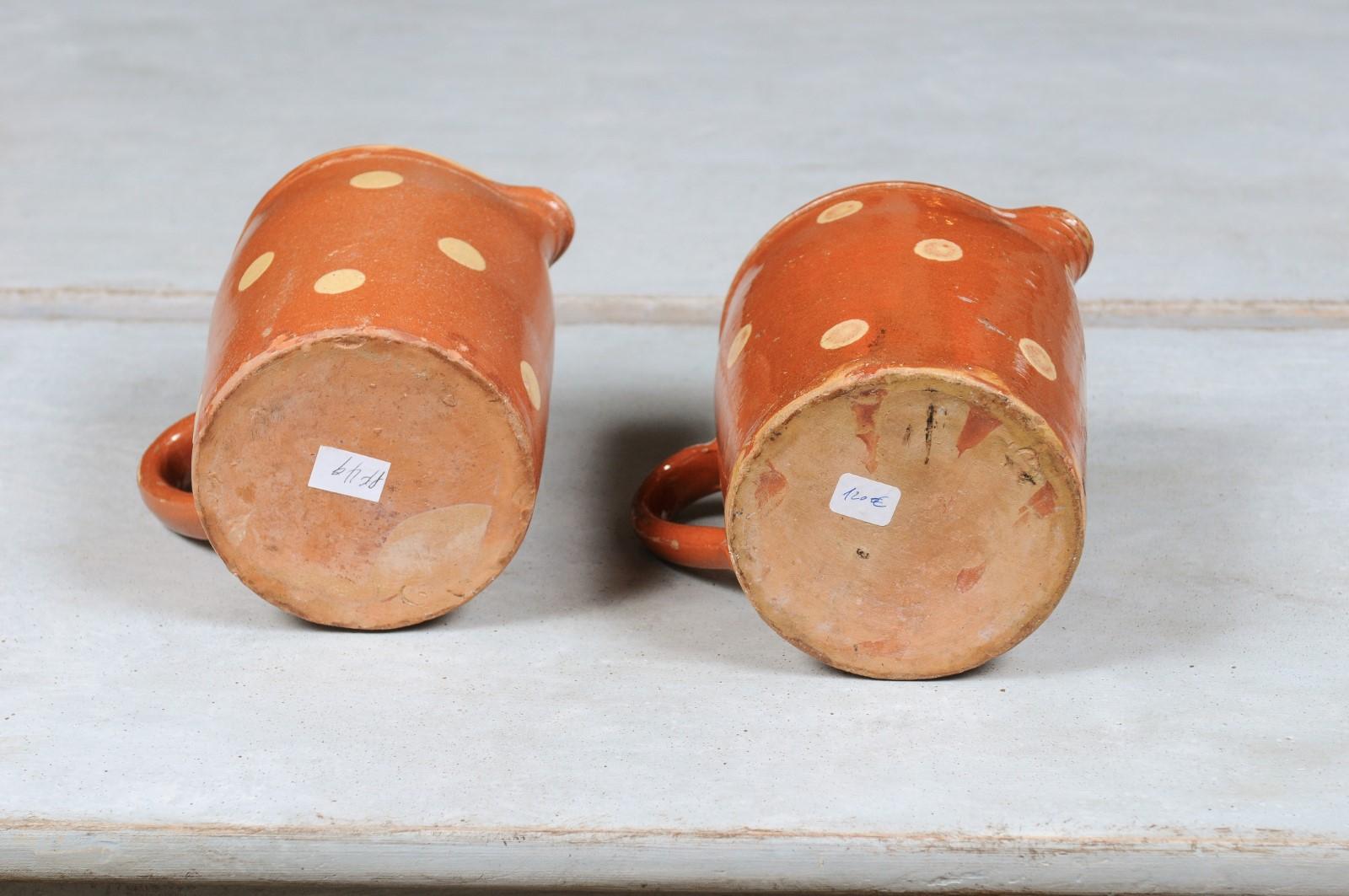 French Jaspe Ware Pottery Pitchers with Burnt Orange Glaze, ONE AVAIL. 6