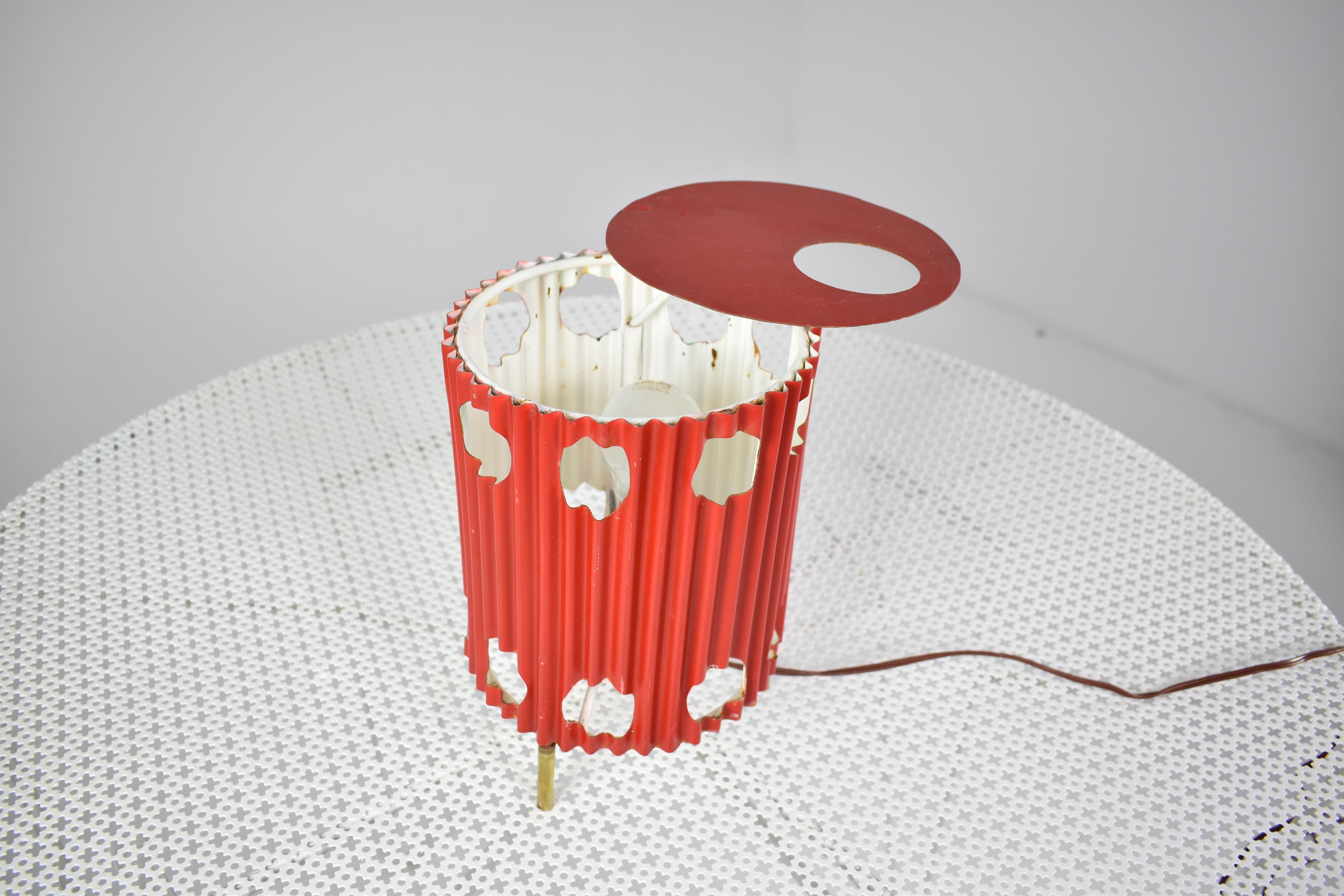 Mid-Century Modern French 'Java' Red Table Lamp by Mathieu Matégot, 1953s For Sale
