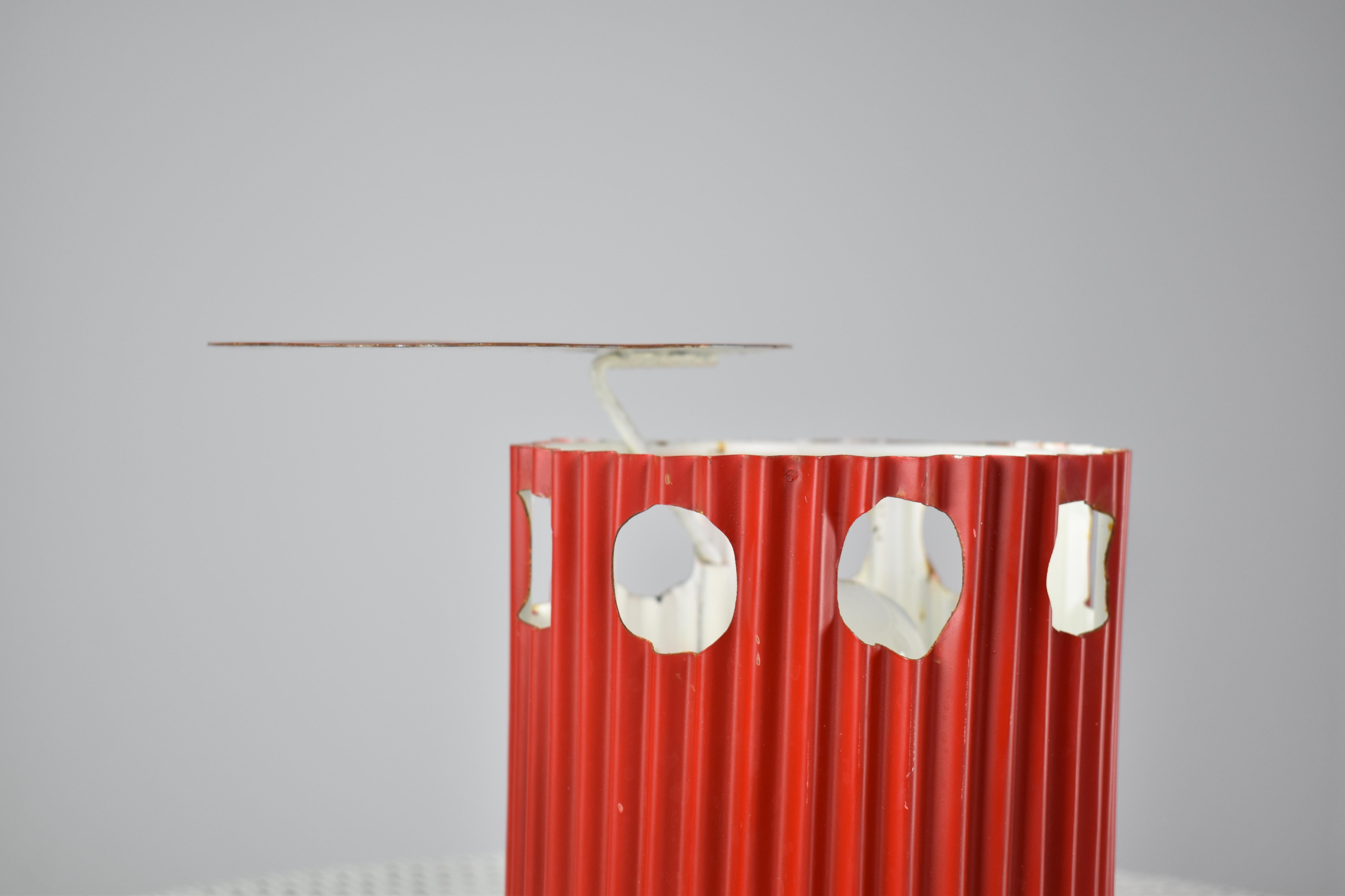 Metal French 'Java' Red Table Lamp by Mathieu Matégot, 1953s For Sale