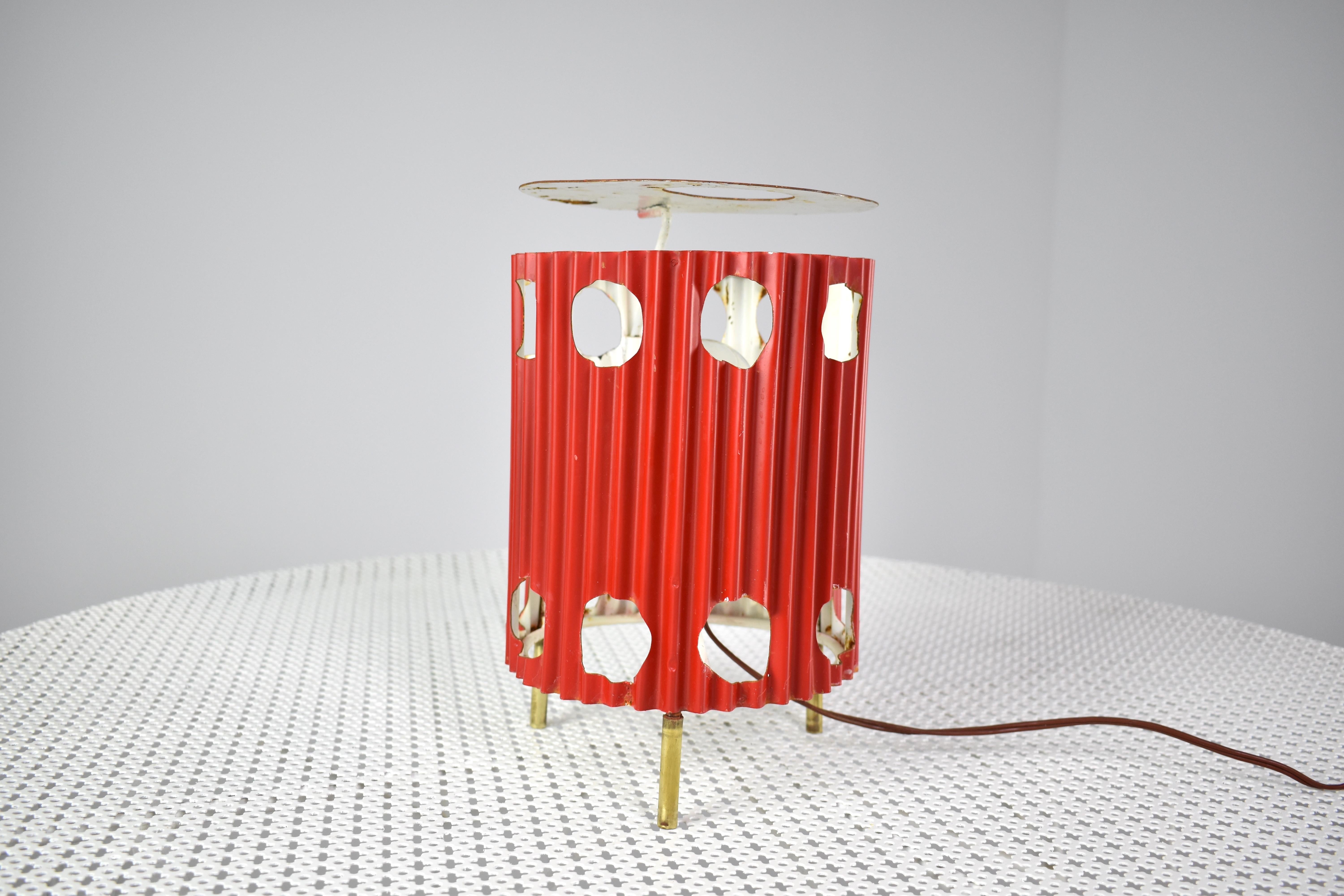 French 'Java' Red Table Lamp by Mathieu Matégot, 1953s For Sale 3