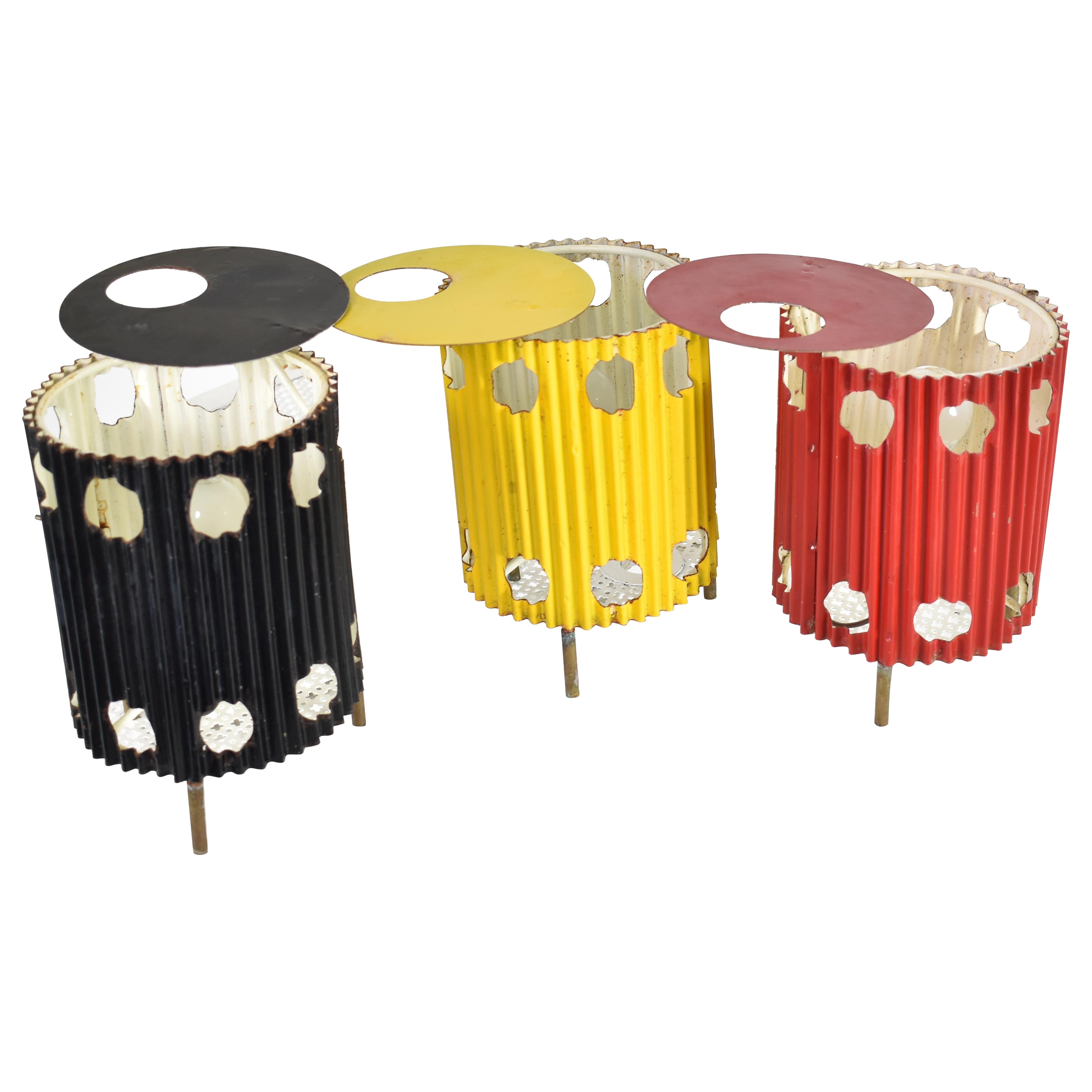 Java Table Lamp by Mathieu Matégot, Painted Metal, Tripod Design, 1953