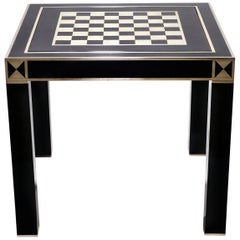 French J.C. Mahey Lacquered and Brass Game Table, 1970s