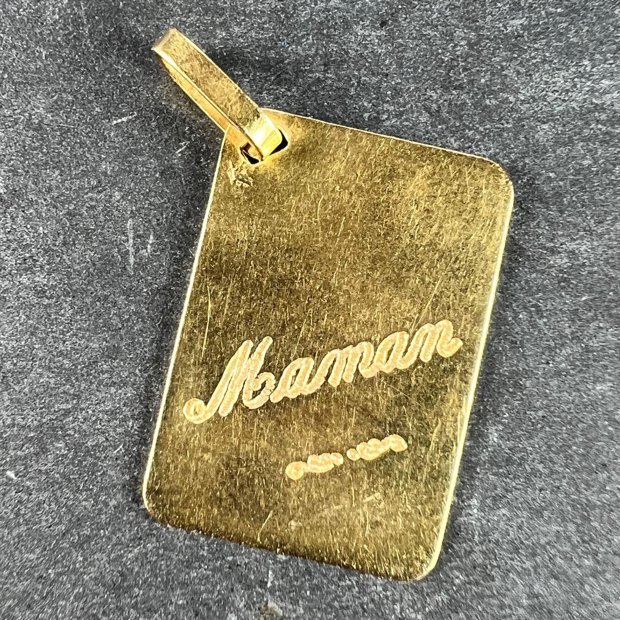 French Je T'aime Mother Postcard 18K Yellow Gold Love Charm Pendant In Good Condition In London, GB