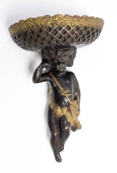 French Jean-Baptiste Carpeaux Bronze Holding a Large Vase circa 1850