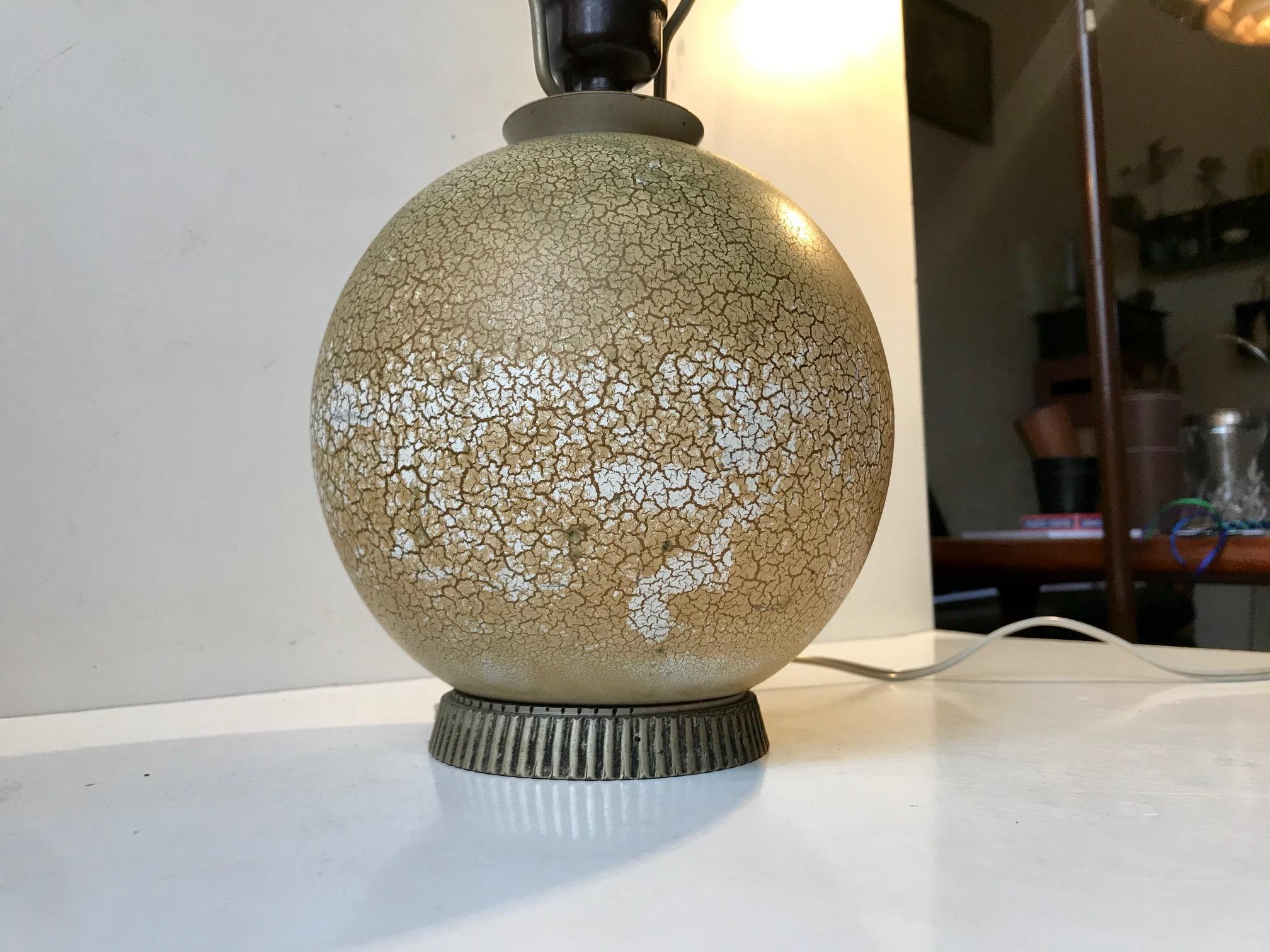 Art Deco French Jean Besnard Style Craquelé Table Lamp, 1930s For Sale