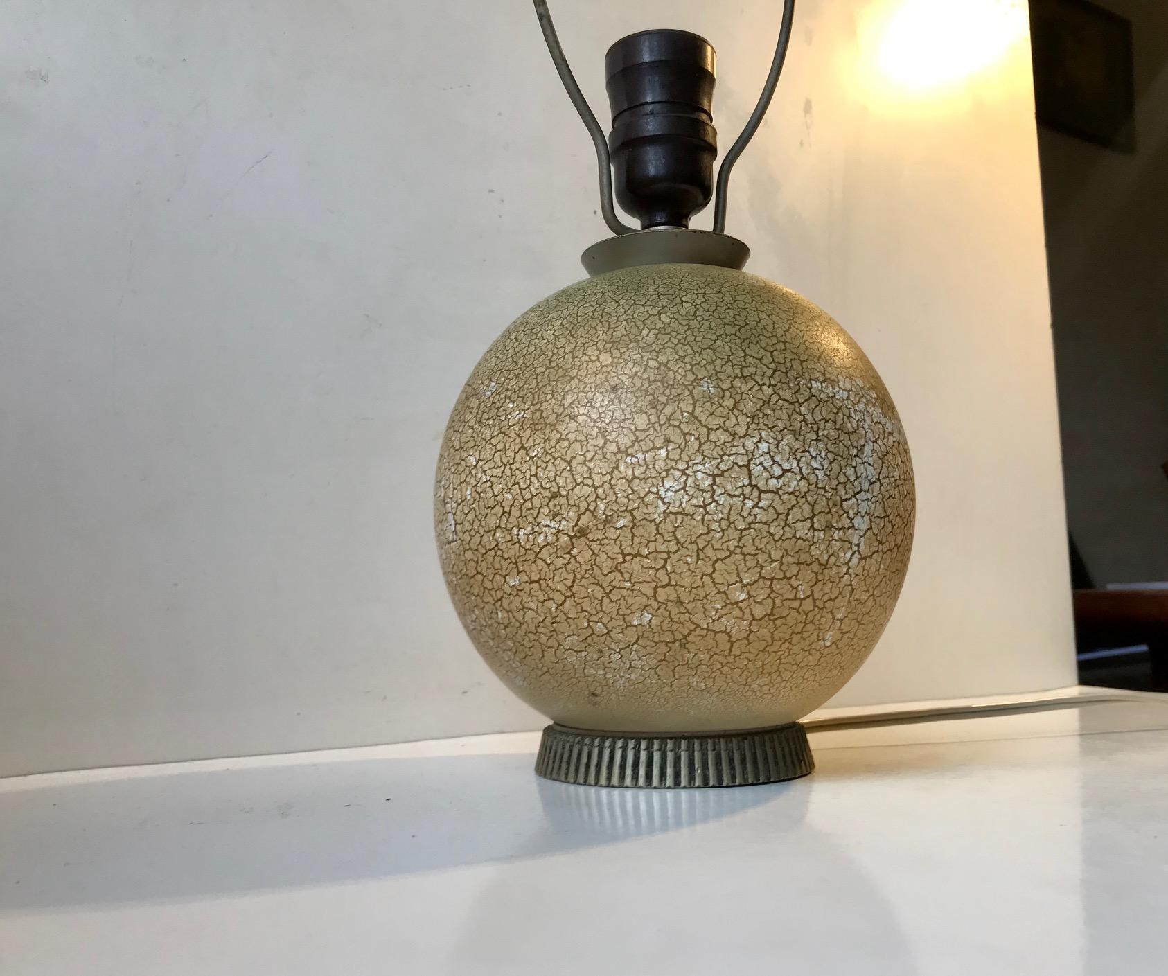 French Jean Besnard Style Craquelé Table Lamp, 1930s In Good Condition For Sale In Esbjerg, DK