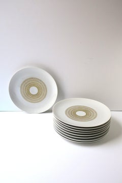 Französische Jean Luce Porzellanteller, Modernismus der Jahrhundertmitte, 10er-Set