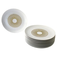 Französische Jean Luce Porzellanteller, Modernismus der Jahrhundertmitte, 10er-Set