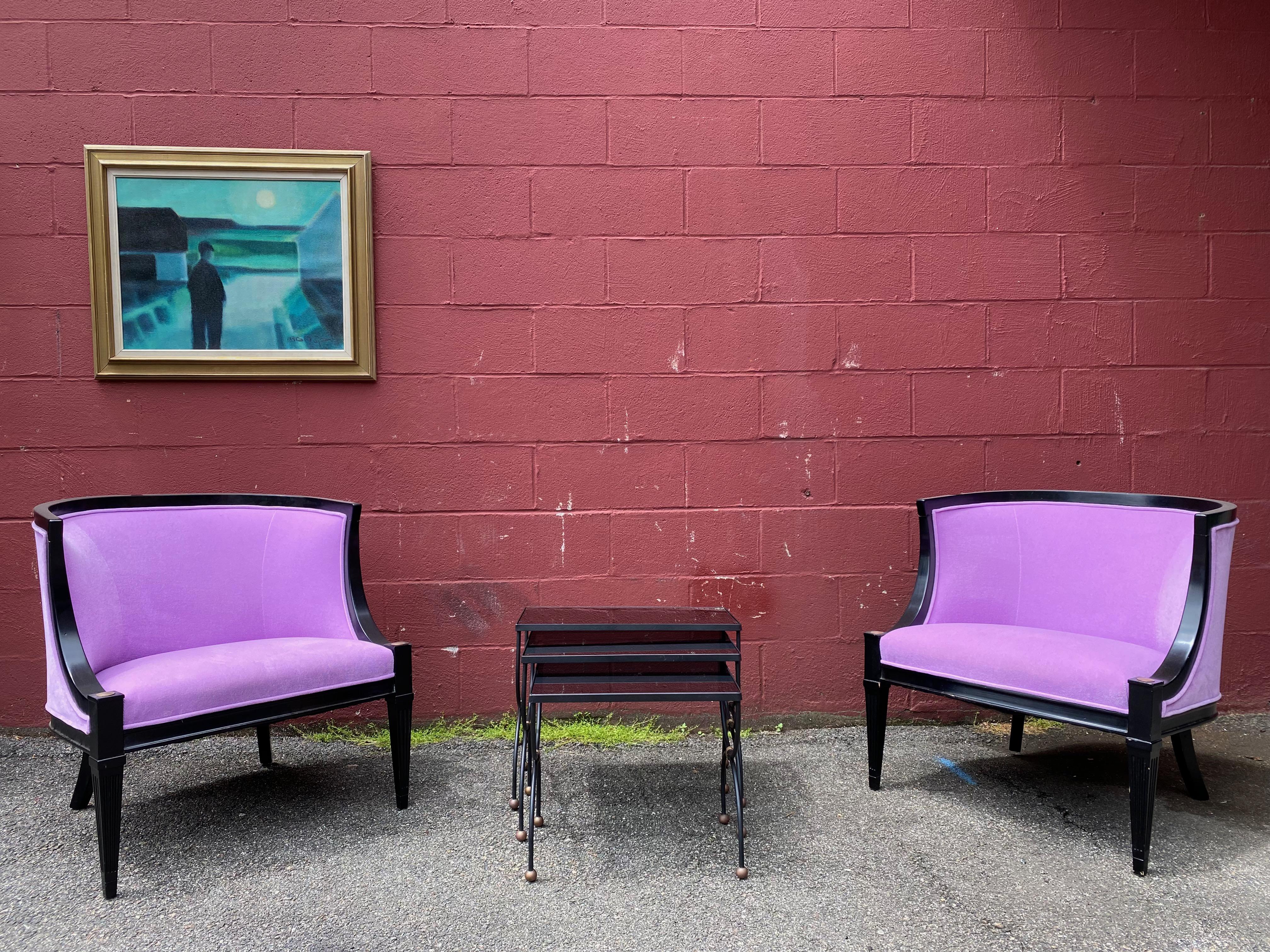 Mid-Century Modern French Jean Royere style Mid-Century Nesting Tables with Glass Tops For Sale