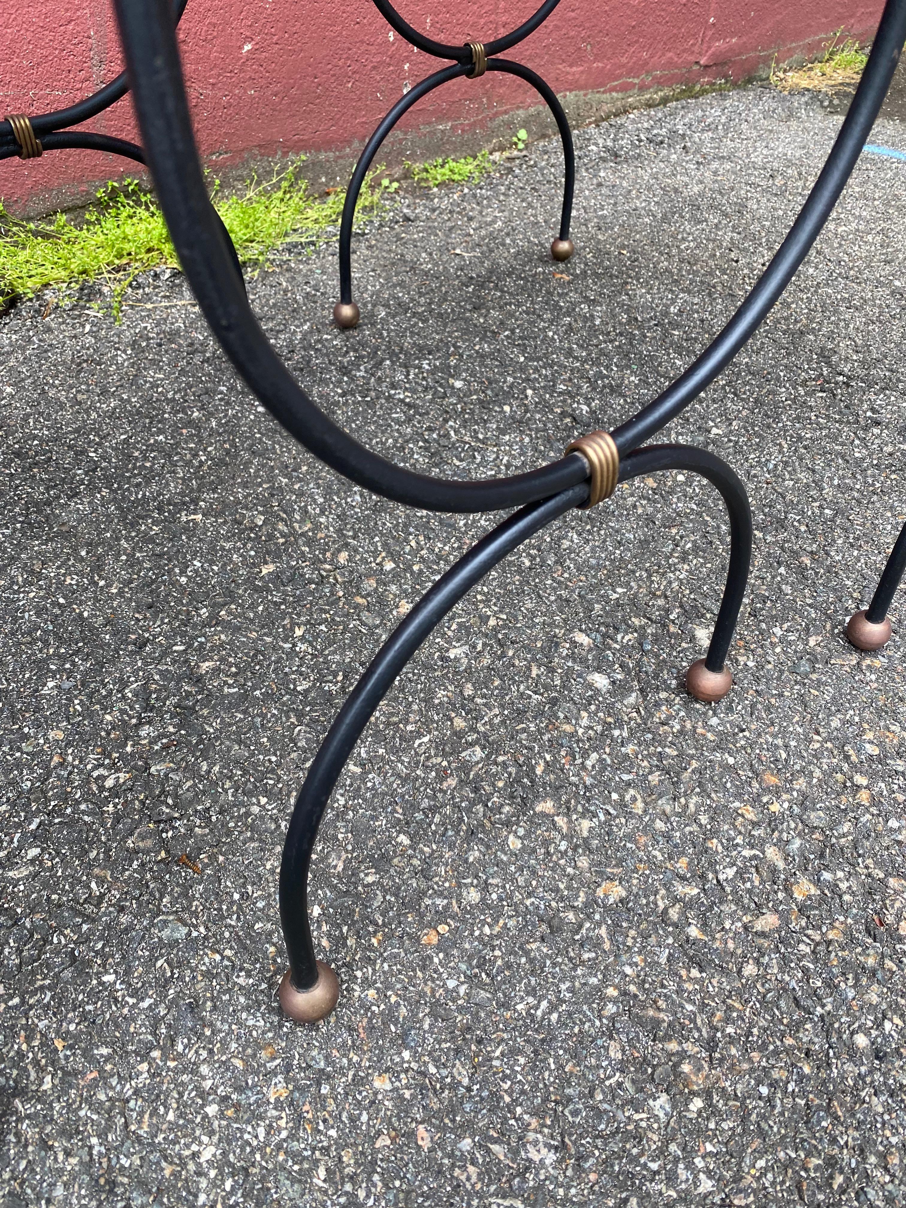 French Jean Royere style Mid-Century Nesting Tables with Glass Tops For Sale 4
