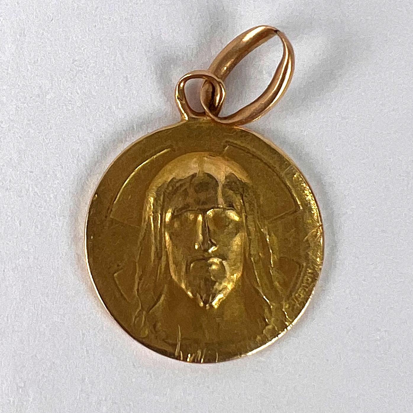 French Jesus Christ 18K Yellow Gold Charm Pendant 4