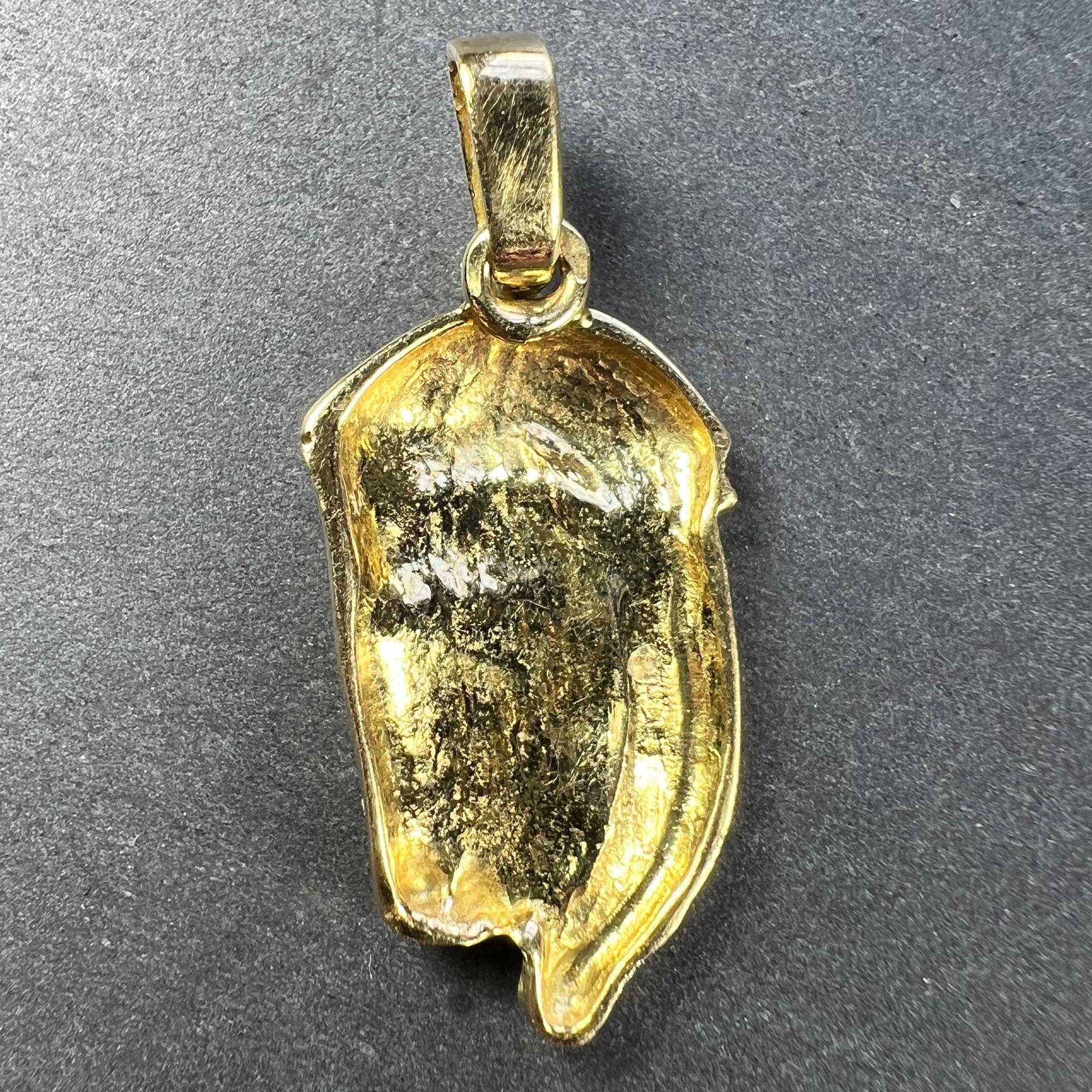 French Jesus Christ Crown of Thorns  18K Yellow Gold Medal Pendant In Good Condition For Sale In London, GB