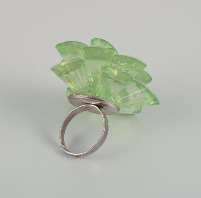French jewelry artist. Four designer rings in metal and plastic. For Sale 1
