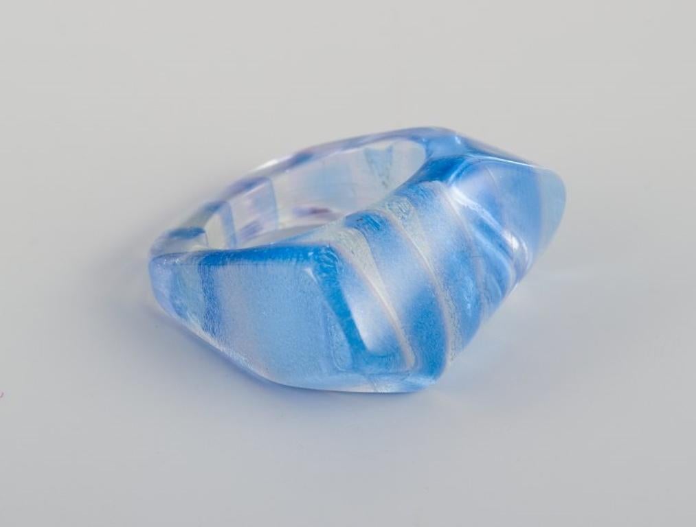 Women's French jewelry artist. Four designer rings in plastic.  Striped design. For Sale