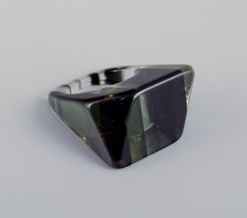 French jewelry artist. Four designer rings in plastic.  Striped design. For Sale 2