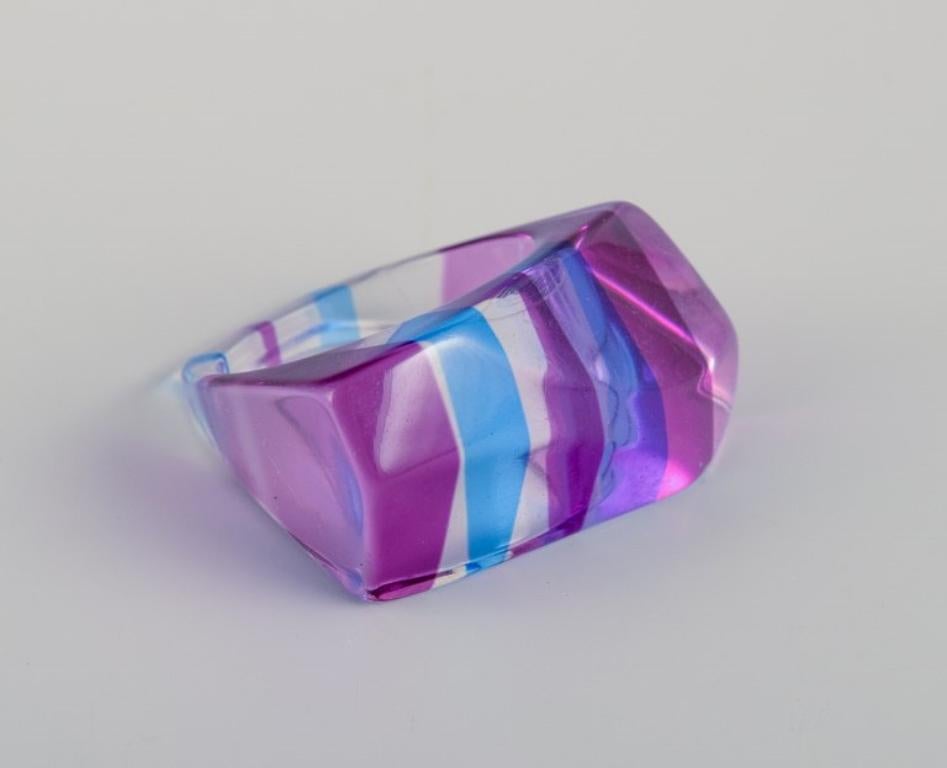 French jewelry artist. Four designer rings in plastic.  Striped design. For Sale 4