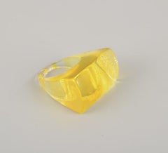 French jewelry artist. Four striped plastic designer rings. 1960s/70s