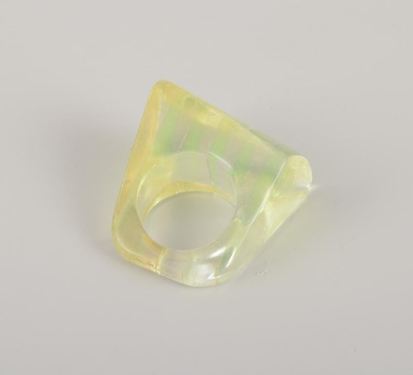 French jewelry artist. Four striped plastic designer rings. 1960s/70s For Sale 5