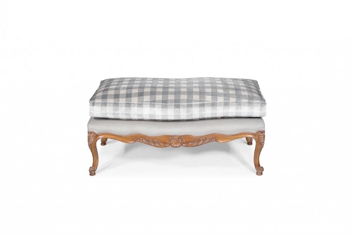 A stunning French Joanne ottoman stool, 20th century.

Shown in oak wood with an aged oak finish, the Joanne footstool is entirely carved by hand and traditionally upholstered with hand tied springs.

 Handcrafted in cherry wood, oak, mahogany