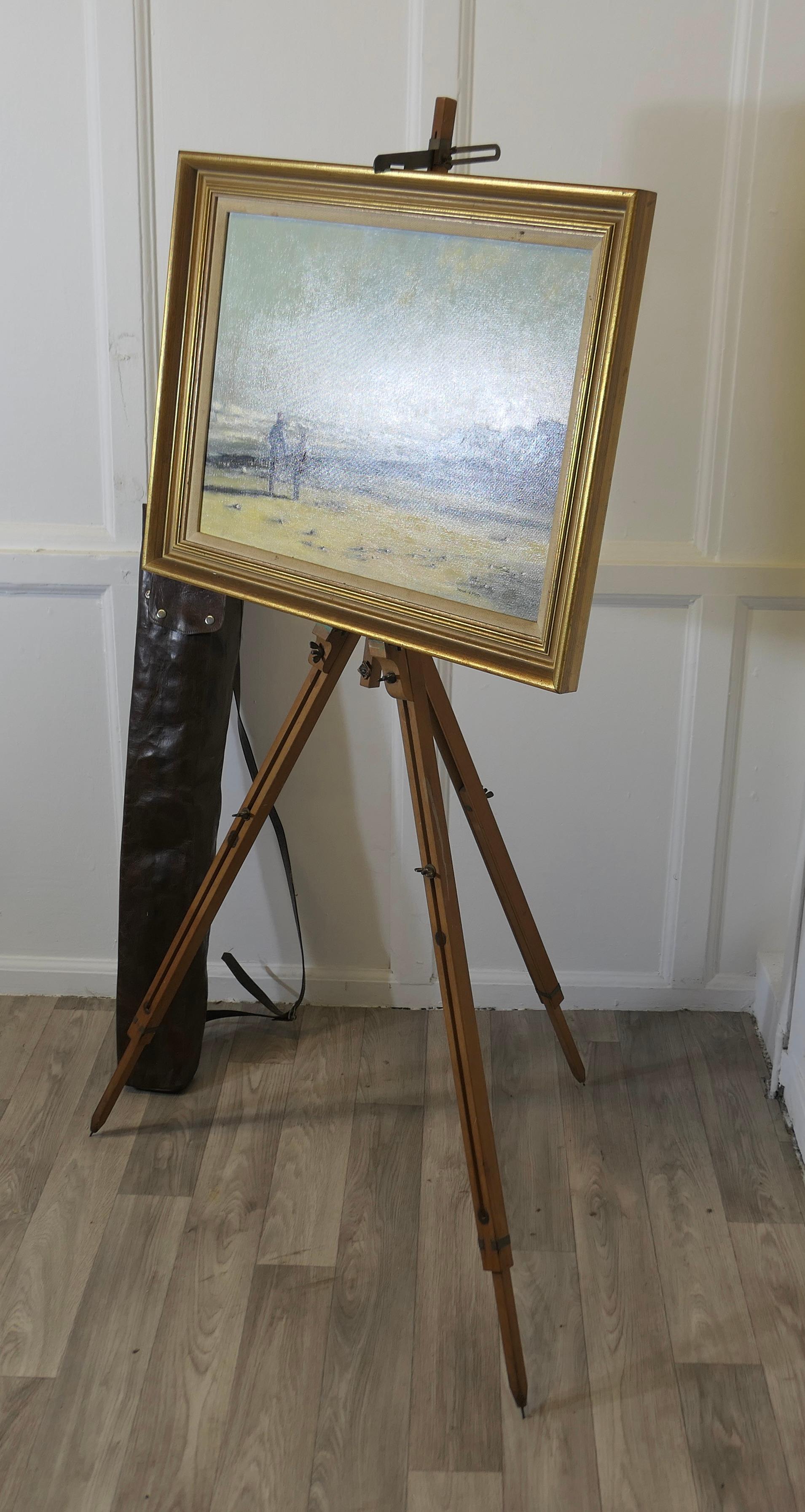 French Jullian Folding Field Work Easel In Leather Case 1