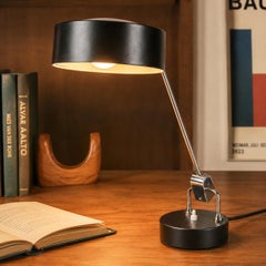 Lampe de bureau réglable JUMO modèle 750, noire et chromée, fabriquée en France, vers 1970