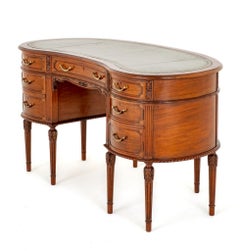 French Kidney Desk Bureau Plat Antique Mahogany