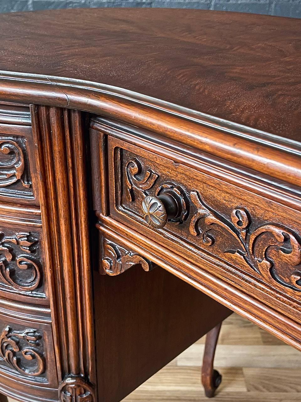 French Kidney Shape Carved Writing Desk 1