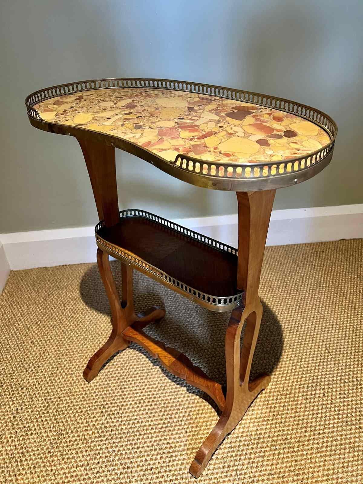 French Kidney Shaped Brass Galleried Table 1