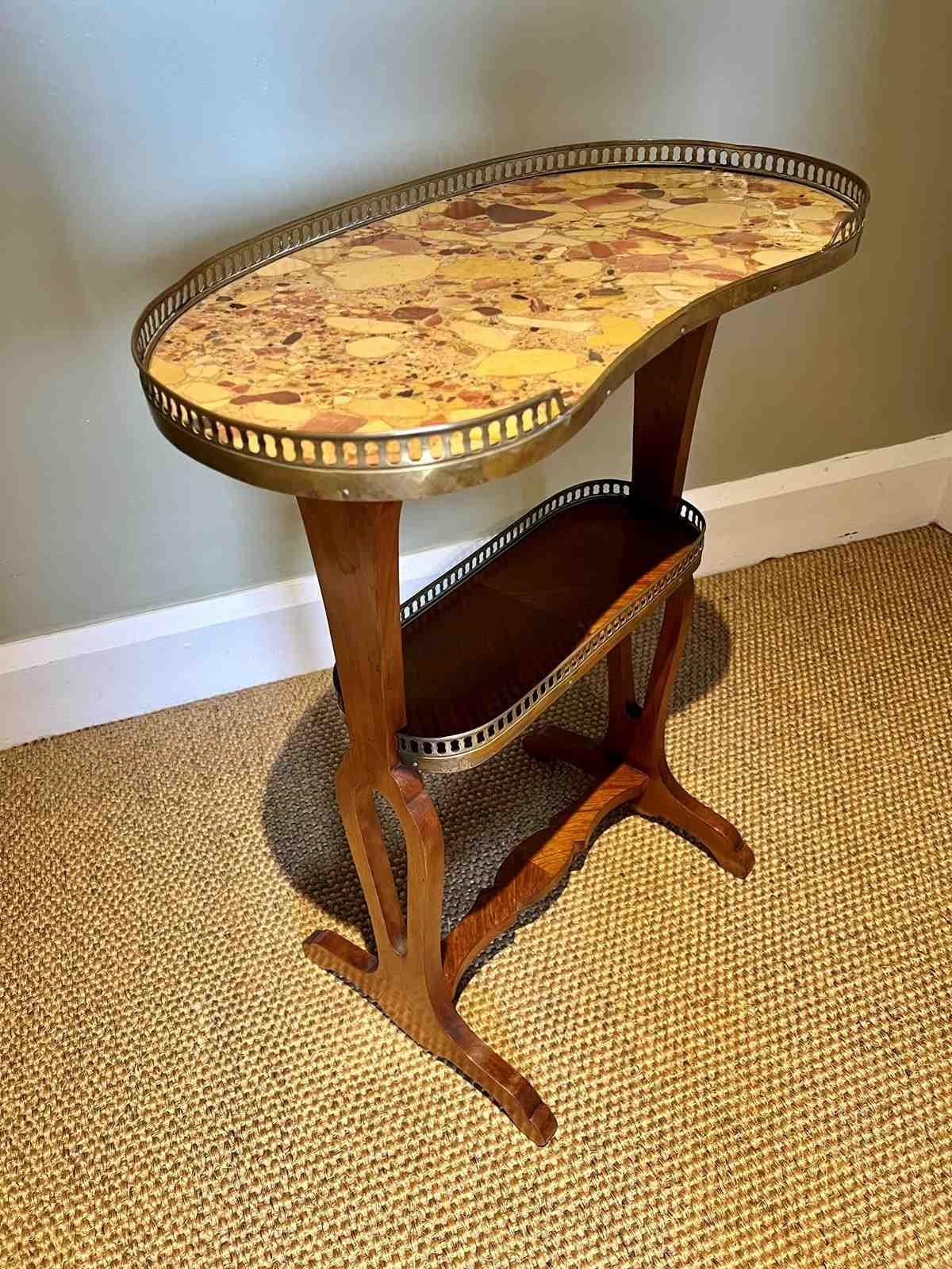 French Kidney Shaped Brass Galleried Table 2