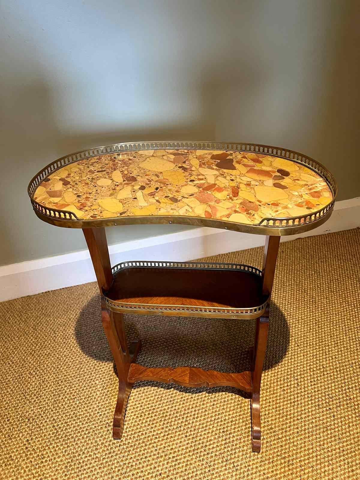 French Kidney Shaped Brass Galleried Table 3