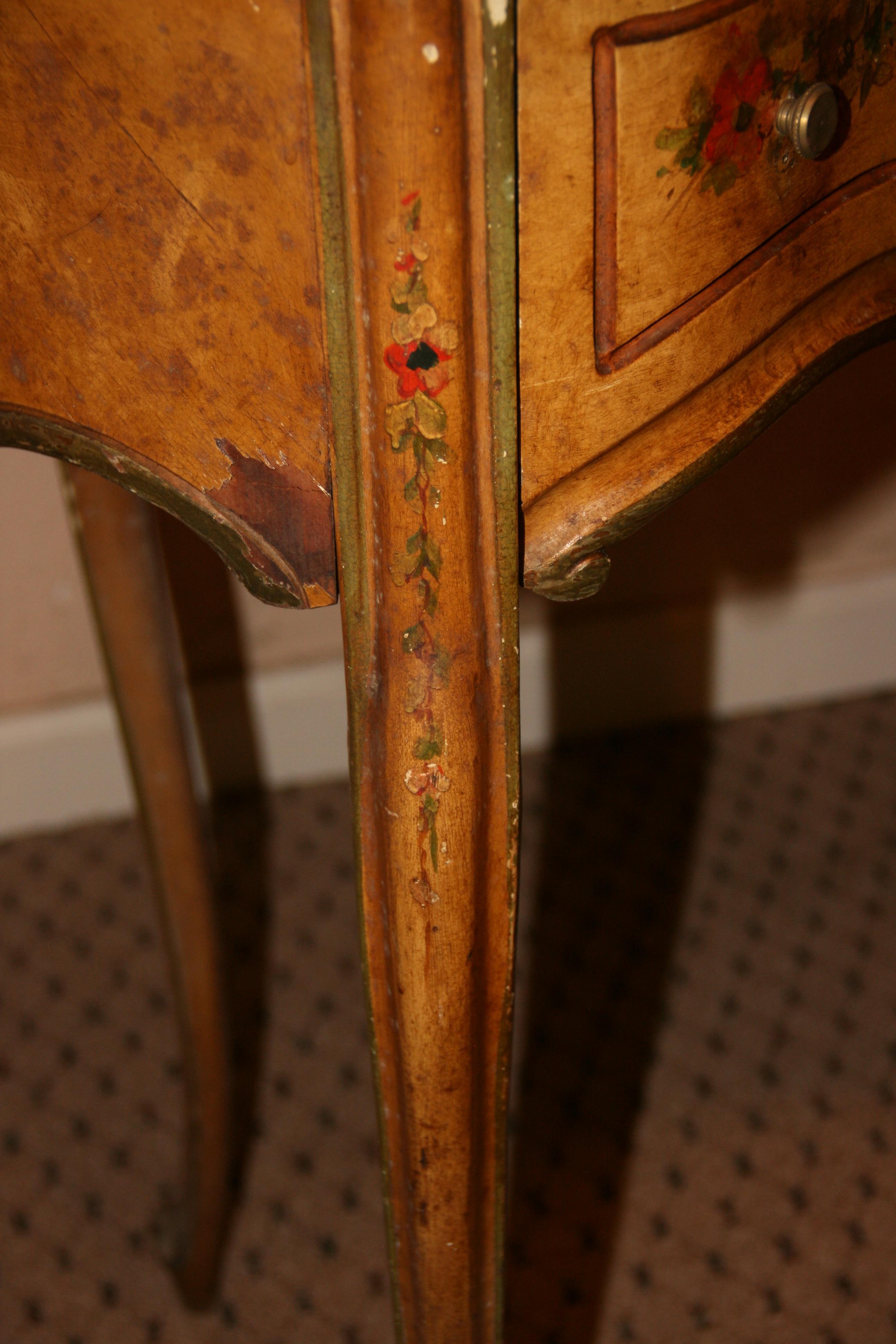 French Kidney Shaped Hand Painted Desk and Chair 1920's For Sale 8