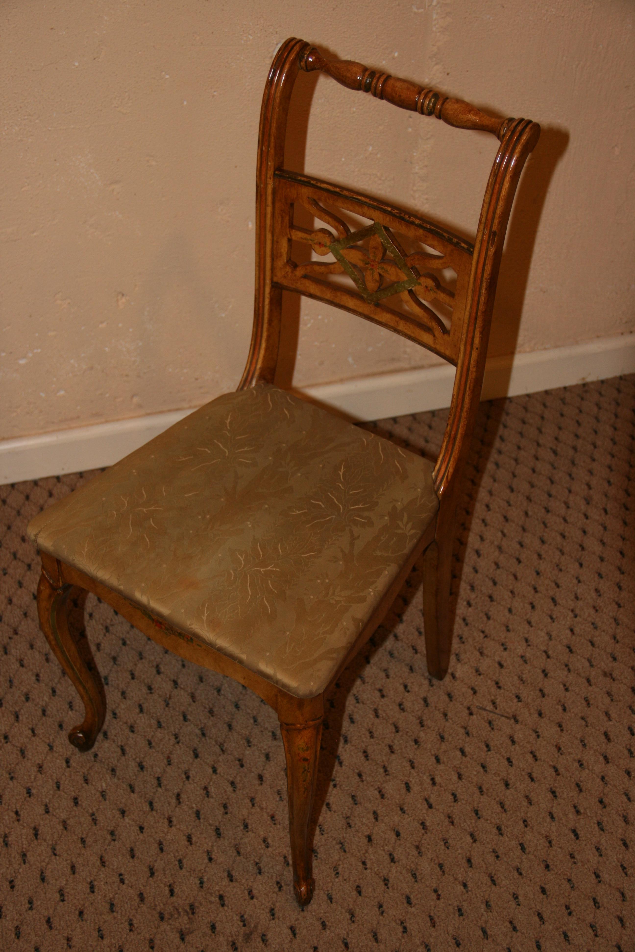 French Kidney Shaped Hand Painted Desk and Chair 1920's For Sale 10