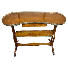 French Kidney Shaped Vanity Desk with Brass Gallery