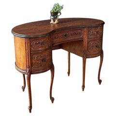 French Kidney Style Carved Writing Desk