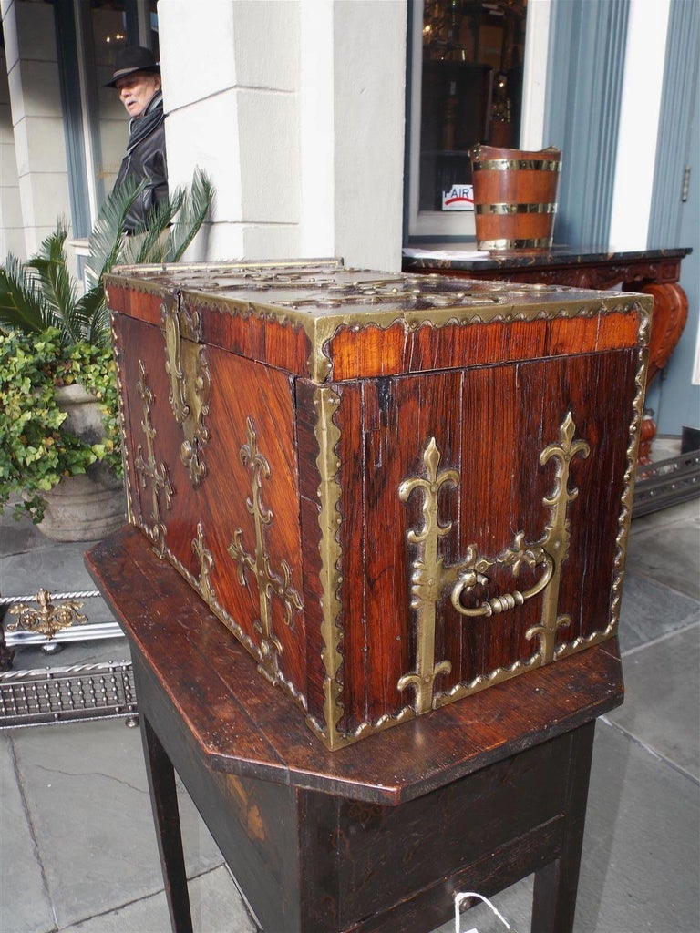 French Kings Wood and Brass Bound Fleur-de-Lis Strong Box, Circa 1820 ...