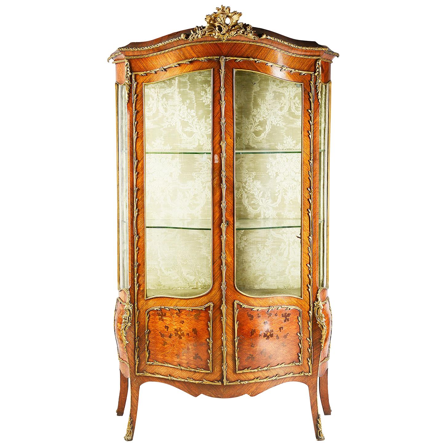 French Kingwood 19th Century Display Cabinet For Sale