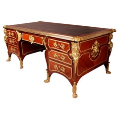 French Kingwood and Ormolu Bureau Plat Late 19th Century by Au Gros Chene, Paris