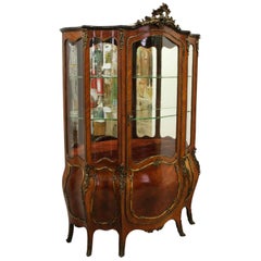 Antique French Kingwood Bombe Display Cabinet, circa 1870