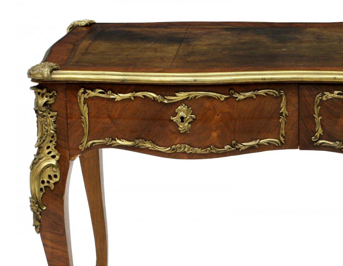 Gilt French Kingwood Bureau Plat Desk, 19th Century