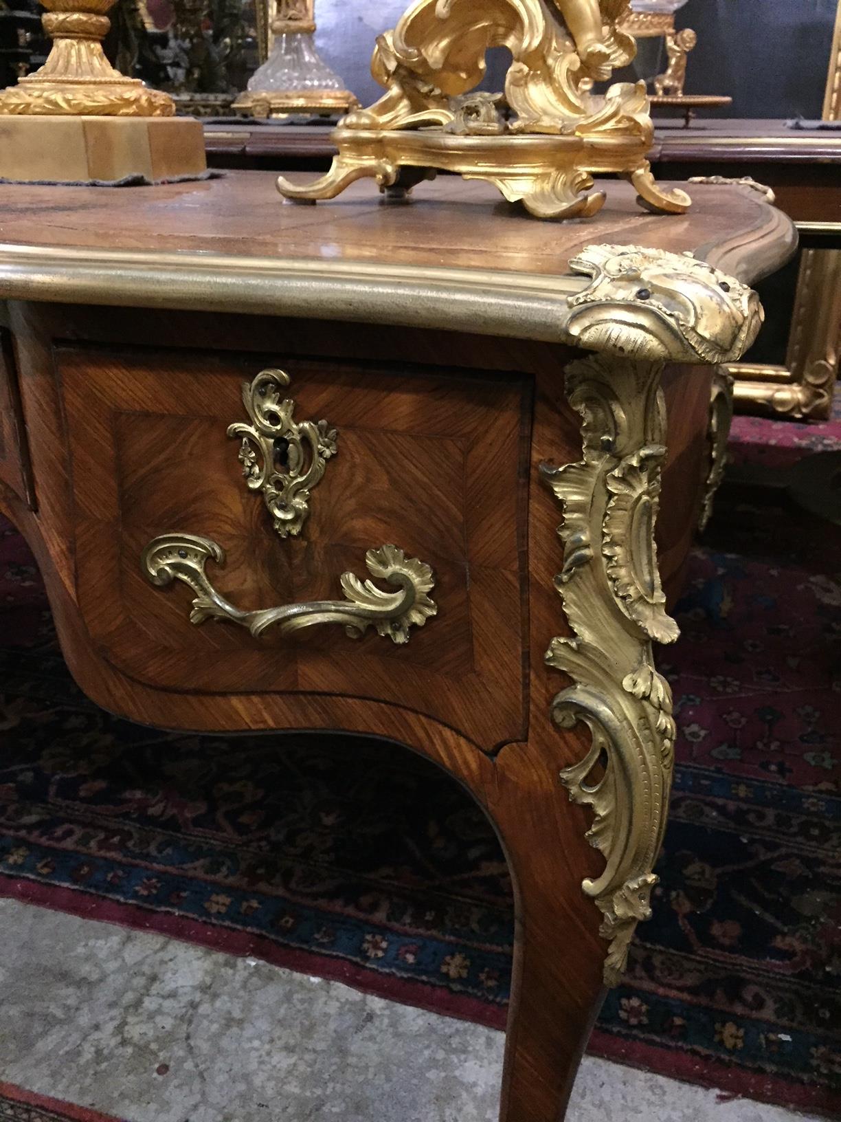 French Kingwood Bureau Plat Desk, 19th Century 1
