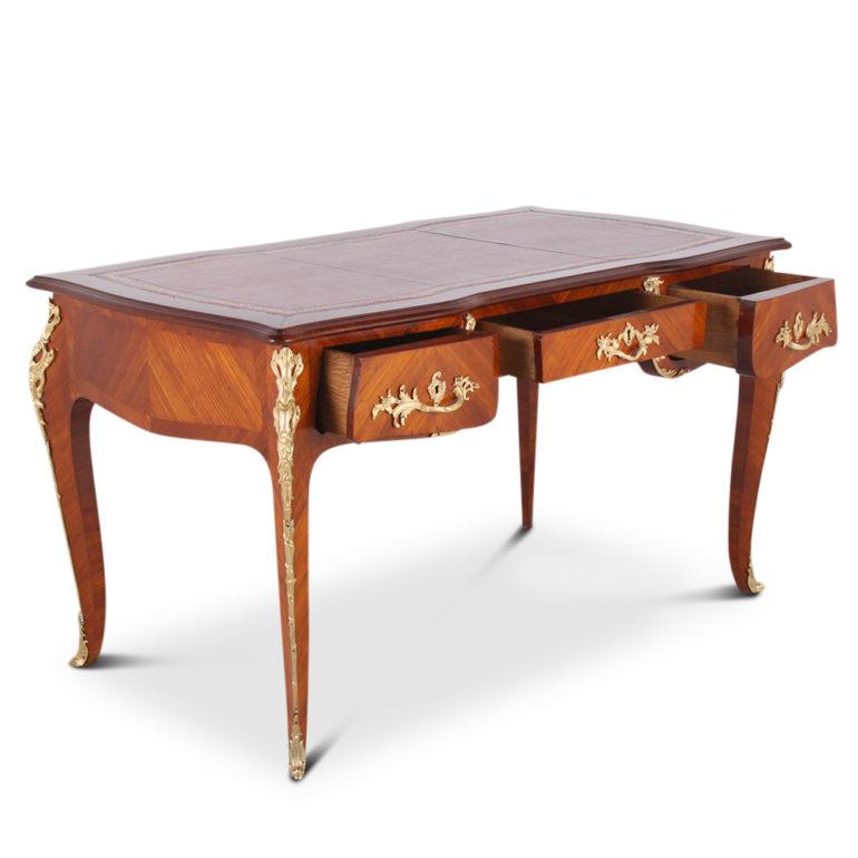 French Kingwood Louis XV-Style Bureau Plat Desk In Good Condition In Vancouver, British Columbia