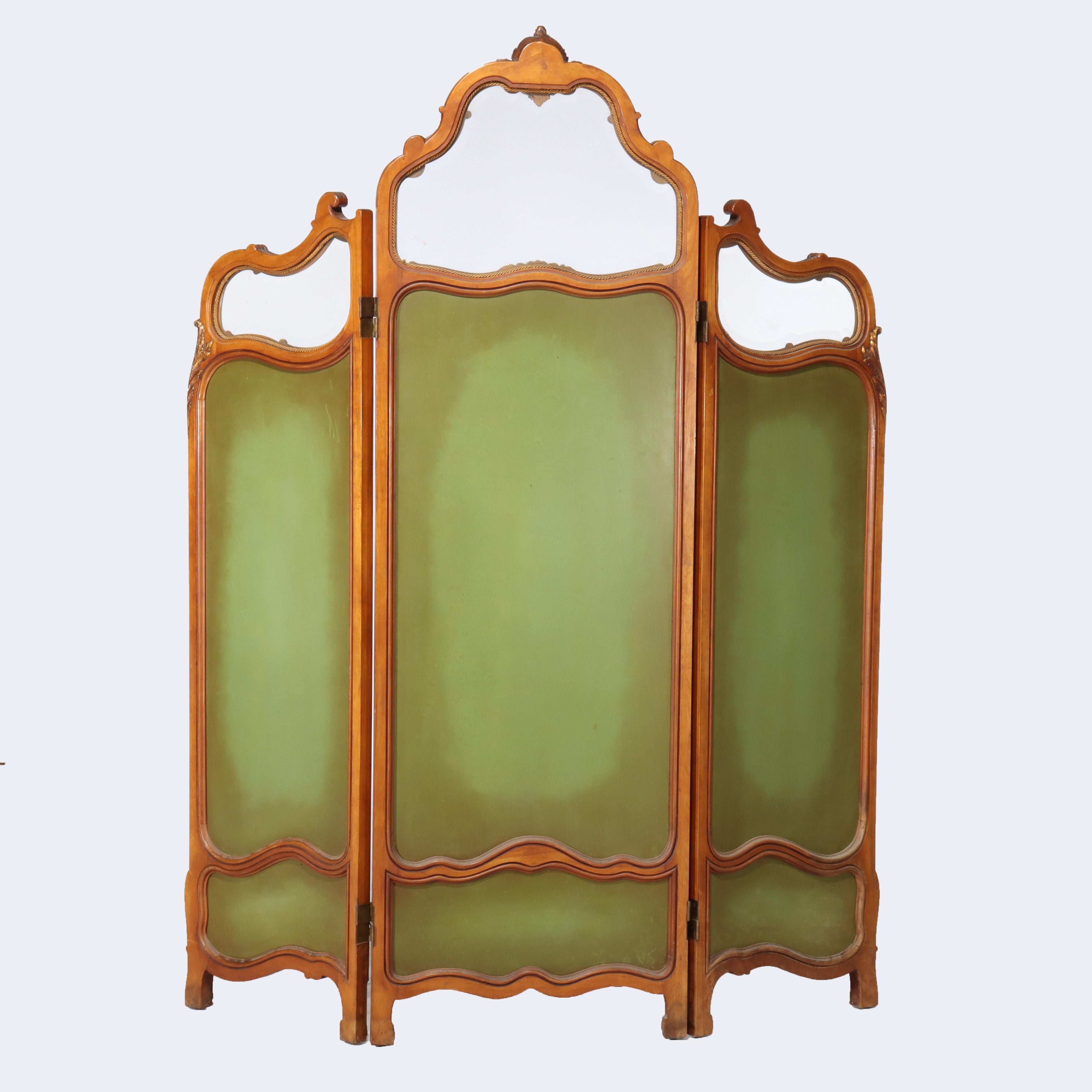 Französisches Königsholz, Mahagoni, besticktes und abgeschrägtes Glas, getäfelter Bildschirm, um 1890 im Angebot 8