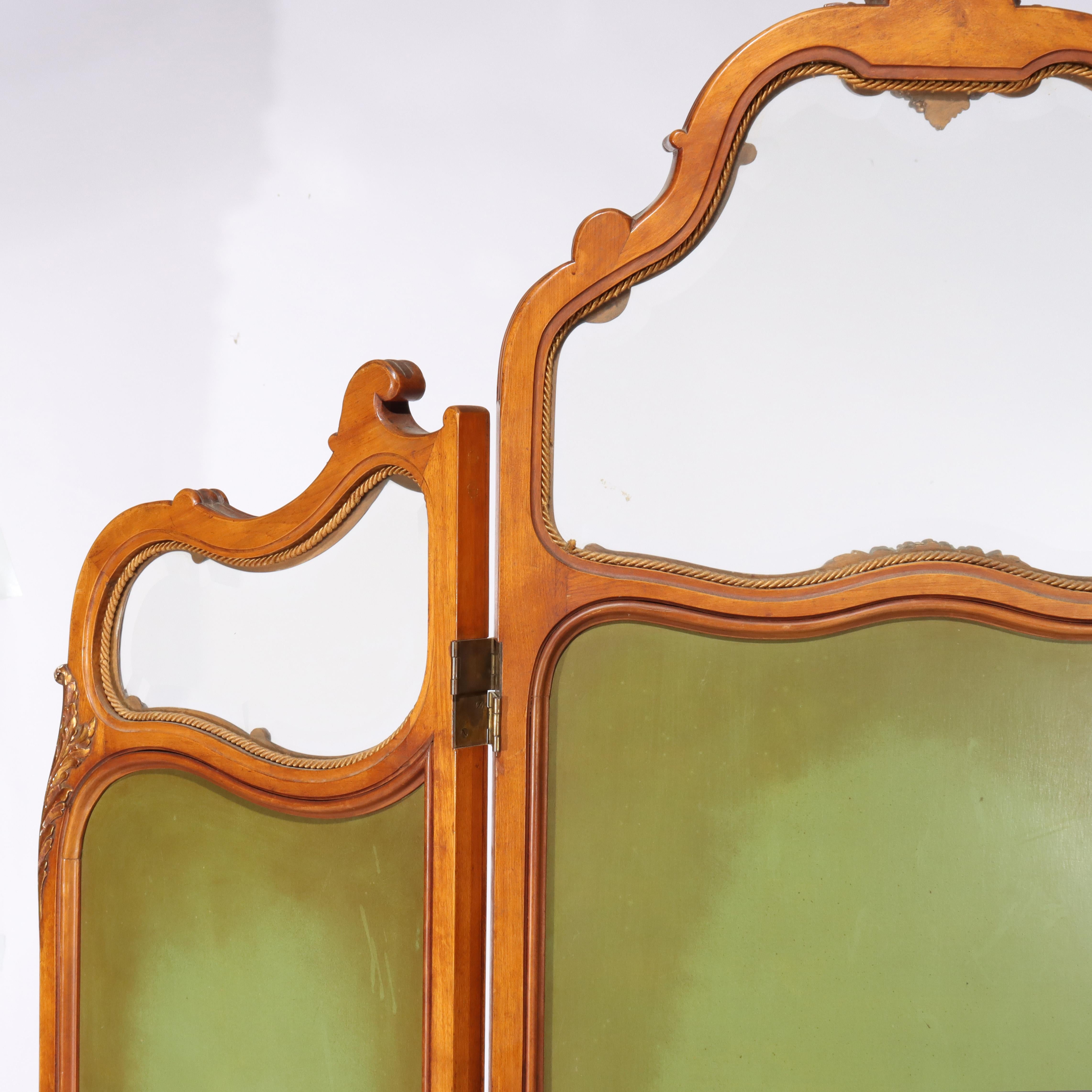 Französisches Königsholz, Mahagoni, besticktes und abgeschrägtes Glas, getäfelter Bildschirm, um 1890 im Angebot 9